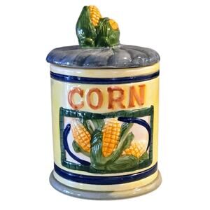 Vintage Jay Import Co, Ceramic Corn Canister/Cookie Jar, Pioneer Seed, w/Lid